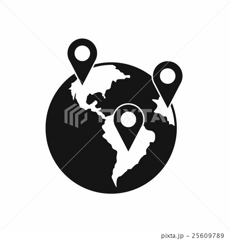 Globe and map pointers icon Globe and map pointers icon 25609789