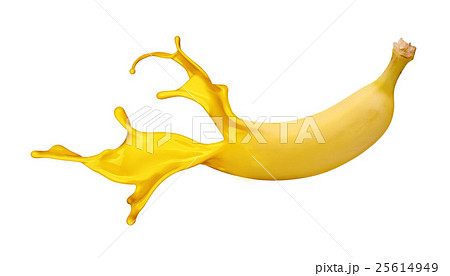 Yellow banana with paint splash Yellow banana with paint splash 25614949