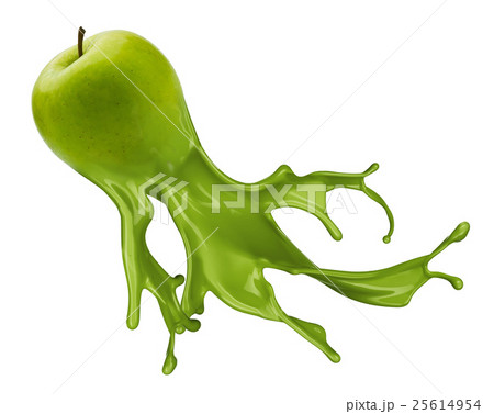 Green apple with paint splash Green apple with paint splash 25614954