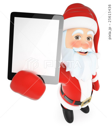 3D Santa Claus with a tablet blank screen 25615436