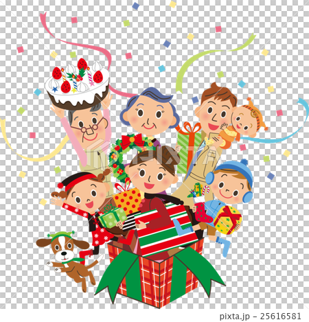 クリスマスプレゼントから飛び出す三世代家族 25616581