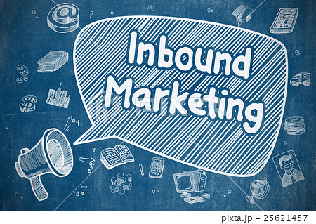 Inbound Marketing - Cartoon Illustration on Blue Inbound Marketing - Cartoon Illustration on Blue 25621457