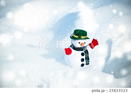 Snow man stand among pile of snow. Snow man stand among pile of snow. 25623523