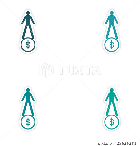 Set of stylish sticker on paper man on coin 25626281