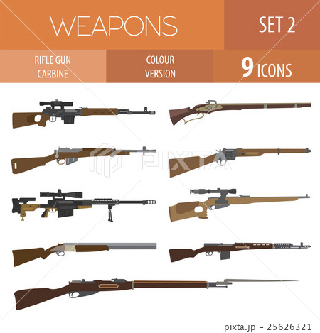Firearm set. Gun, rifle, carbine. Flat design Firearm set. Gun, rifle, carbine. Flat design 25626321