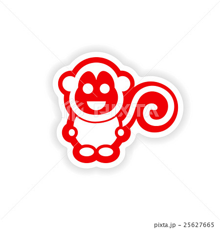 paper sticker on white background little monkey paper sticker on white background little monkey 25627665