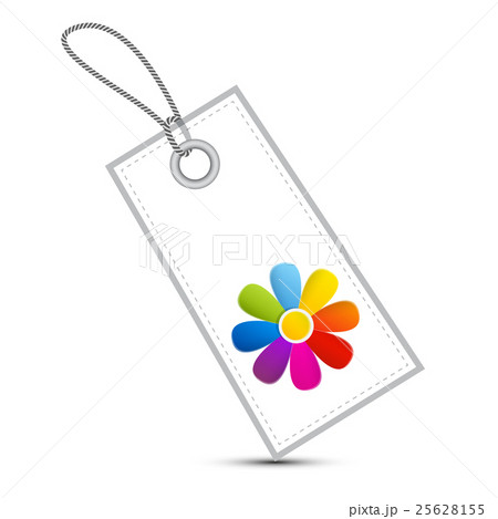 Colorful Flower on White Vector Label - Tag 25628155