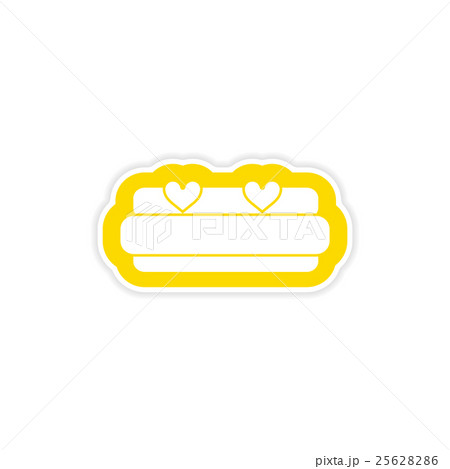 paper sticker on white background bed Honeymoon paper sticker on white background bed Honeymoon 25628286
