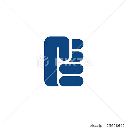Isolated blue color fist logo. Human hand angry 25628642