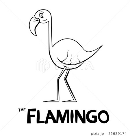 Flamingo Outline Cartoon Vector Illustrationのイラスト素材