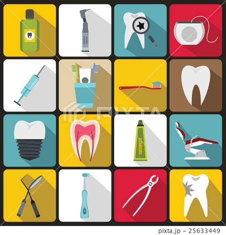 Dental care icons set, flat style Dental care icons set, flat style 25633449