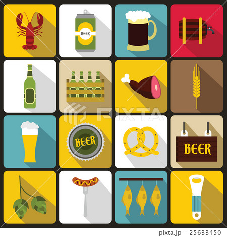 Beer icons set, flat style 25633450
