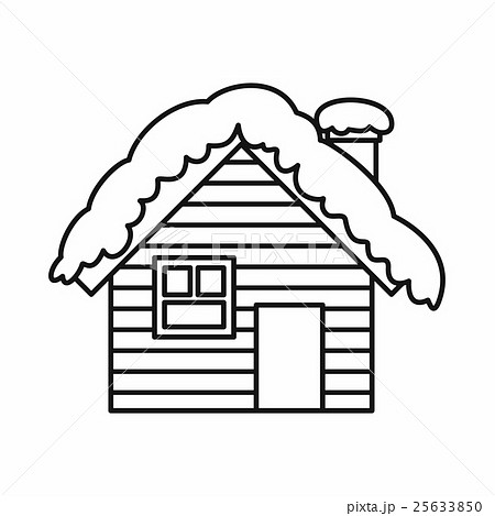 Wooden house covered with snow icon, outline style Wooden house covered with snow icon, outline style 25633850