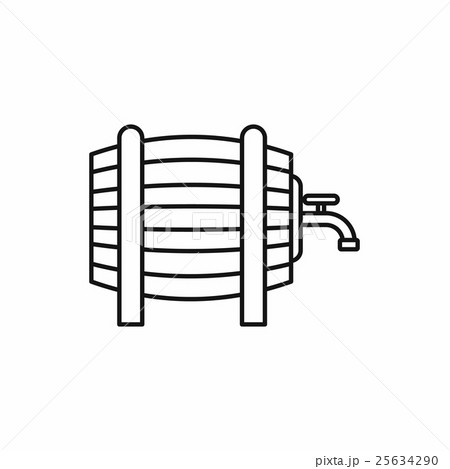Wooden barrel with tap icon, outline style Wooden barrel with tap icon, outline style 25634290