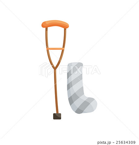 Crutch and plaster bandage icon, cartoon style Crutch and plaster bandage icon, cartoon style 25634309