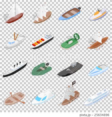 Ship and boat icons set, isometric 3d style - Stock Illustration ...