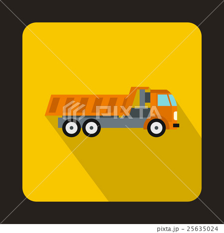 Orange dump truck icon, flat style 25635024