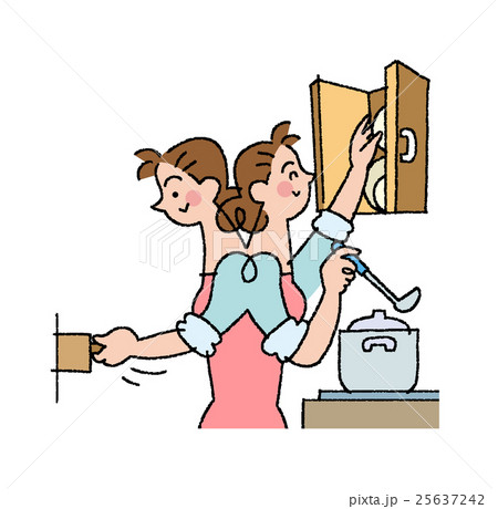 台所で立ち働くお母さん 台所で立ち働くお母さん 25637242