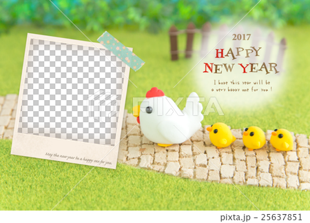 雞父母和孩子走新年卡 25637851