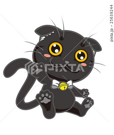 猫 スコティッシュフォールド 黒猫のイラスト素材