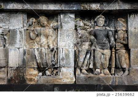 Ancient stone carvings are around Borobudur site 25639662