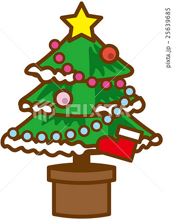 かわいいクリスマスツリーのイメージイラストのイラスト素材 25639685