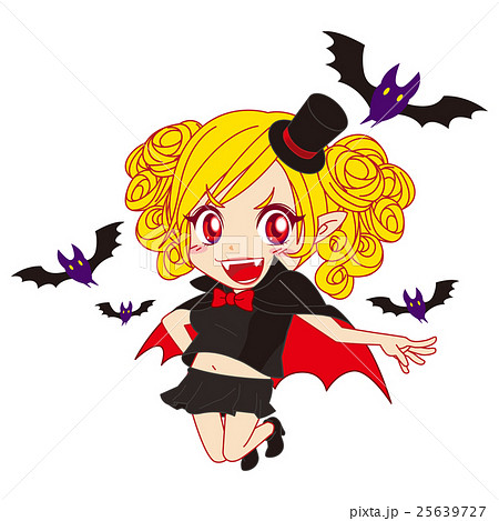 ハロウィン ドラキュラ女の子キャラ 蝙蝠のイラスト素材 25639727