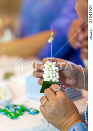 Handmade garland of jasmine. 25641920
