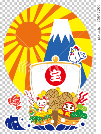 酉年 めで鯛 宝舟と富士山 酉年 めで鯛 宝舟と富士山 25642206