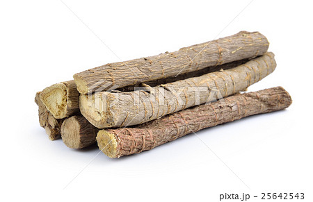Liquorice roots isolated on white background 25642543
