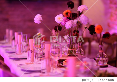 Table set for an event party or wedding reception Table set for an event party or wedding reception 25644806
