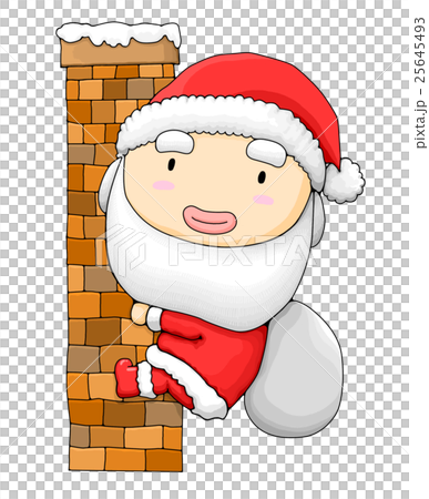 煙突にサンタクロースのイラスト素材 煙突にサンタクロースのイラスト素材