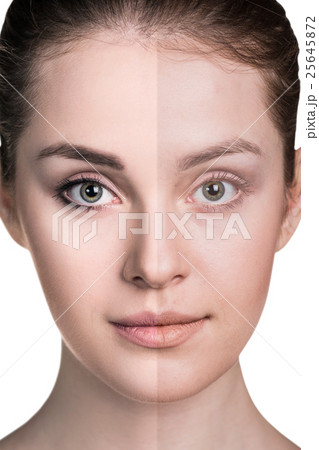 Comparative portrait of female face Comparative portrait of female face 25645872