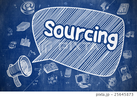 Sourcing - Hand Drawn Illustration on Blue 25645873