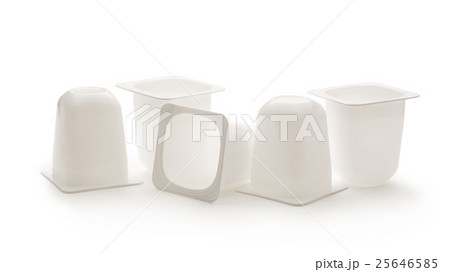 Empty crushed plastic yogurt pots 25646585