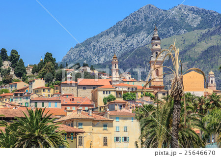 Menton view with mountain and church 25646670