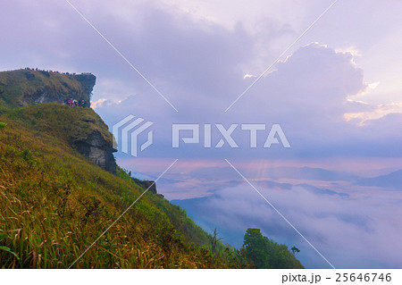 Sunrise scene with the peak of mountain  25646746