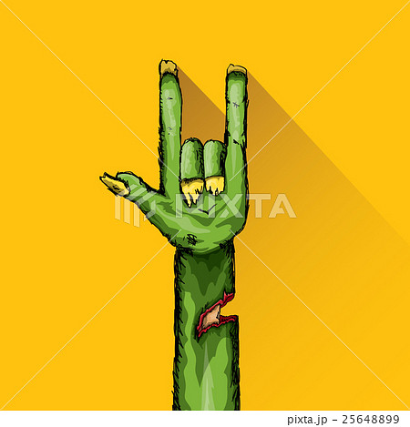 Zombie hand shows rock n roll gesture 25648899