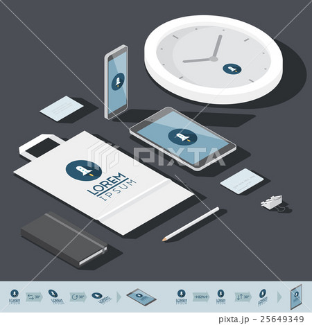 Isometric corporate identity template Isometric corporate identity template 25649349