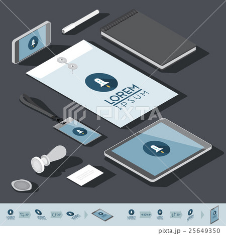 Isometric corporate identity template Isometric corporate identity template 25649350
