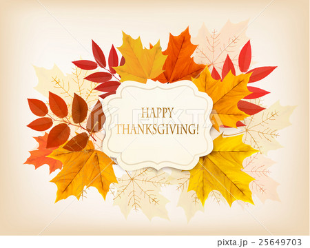 Happy Thanksgiving Background With Autumn Leaves のイラスト素材