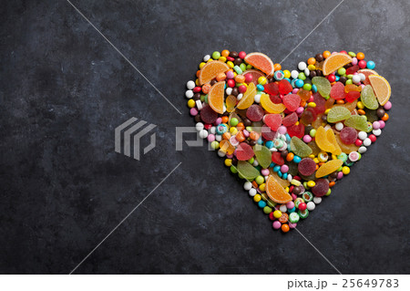 Colorful candies, jelly and marmalade heart 25649783