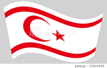 Flag of Northern Cyprus waving on gray background 25650590