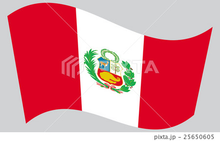 Flag of Peru waving on gray background Flag of Peru waving on gray background 25650605