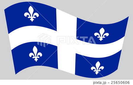 Flag of Quebec waving on gray background Flag of Quebec waving on gray background 25650606