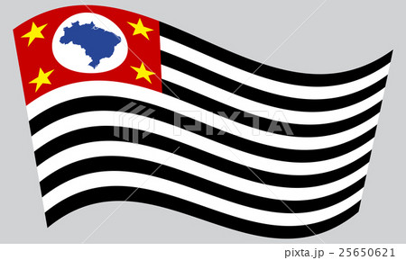 Sao Paulo, Brazil state, flag wavy gray background Sao Paulo, Brazil state, flag wavy gray background 25650621