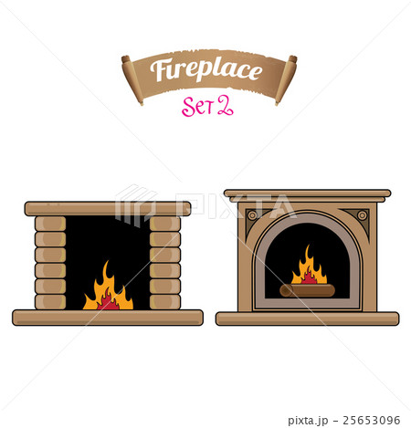 fireplace icon set isolated on white. 25653096