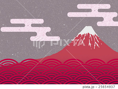 富士山 和風のイラスト素材