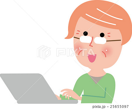 シニア 簡単ノ トパソコンのイラスト素材