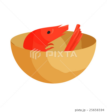 Cup with shrimp icon, cartoon style 25656594
